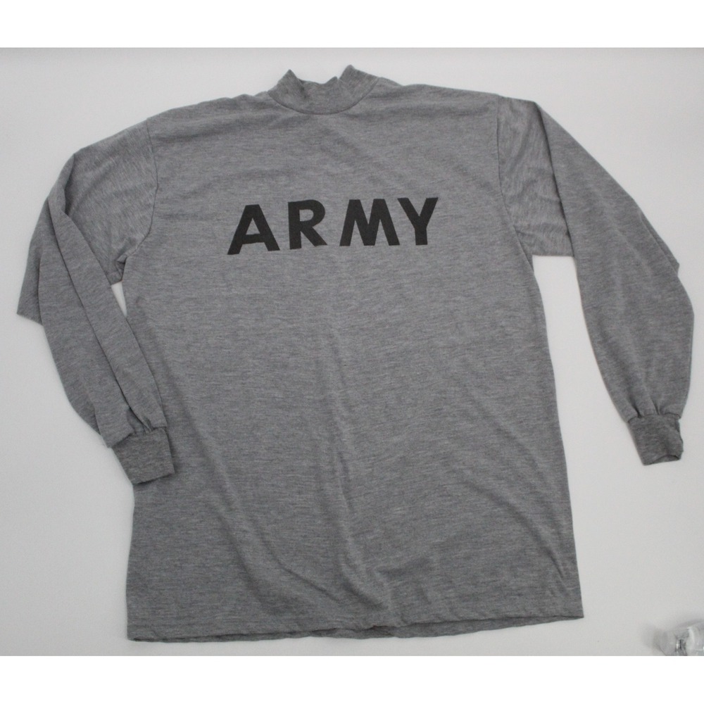 US Army IPFU Long Sleeve PT Shirt Gray Large Physical Fitness Uniform Training
